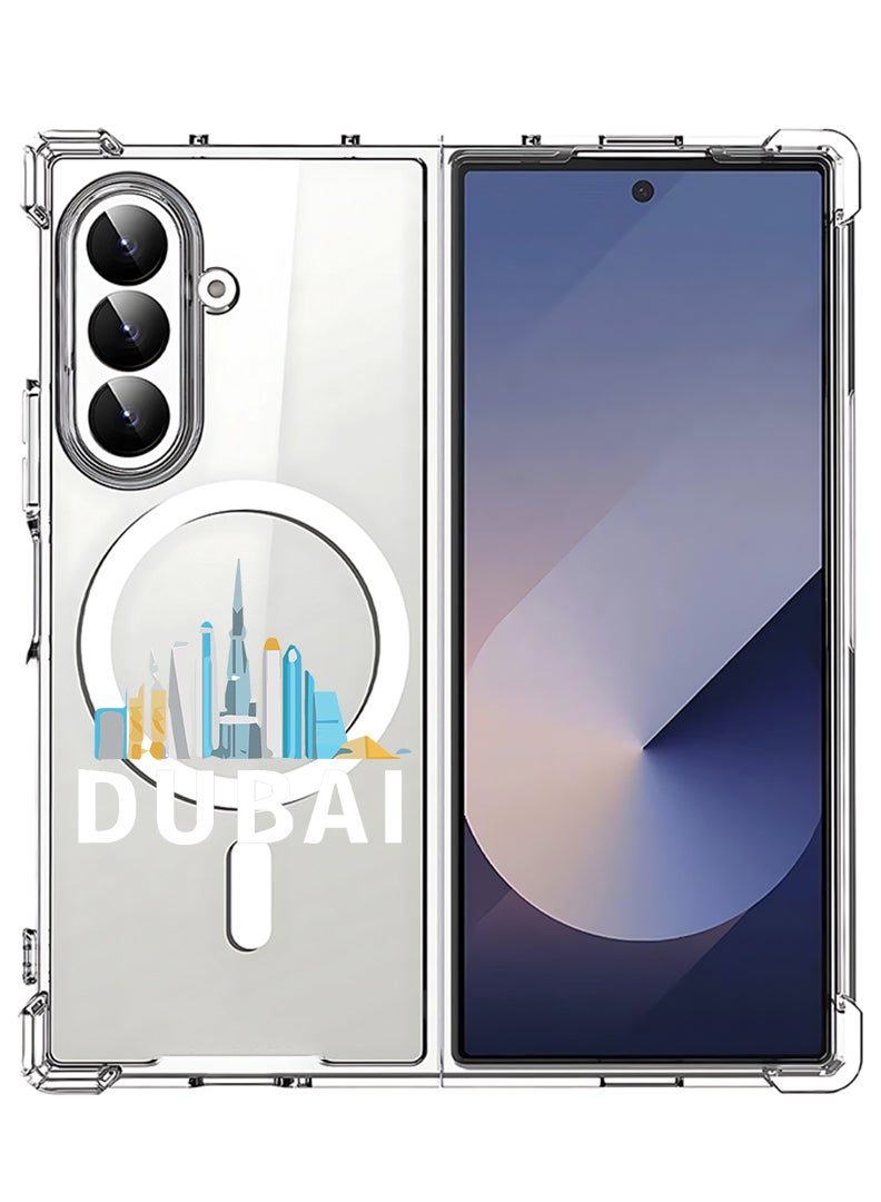 Theodor Magnetic Case for Samsung Galaxy Z Fold 7 Compatible with MagSafe Wireless Charging, Shockproof Phone Bumper Cover Dubai - White - Image 1
