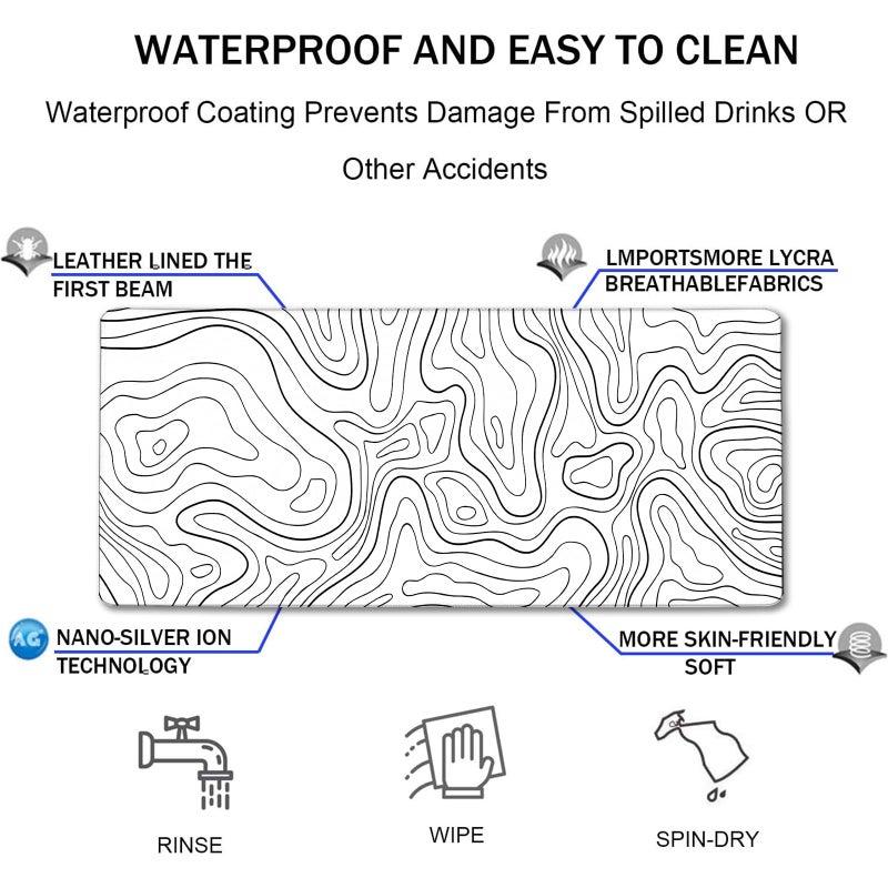 TEDNETGO Extra Large Mouse Pad, Gaming Mouse Pad, Waterproof Extra Large Mousepad with Stitched Edges, Non-Slip Base Keyboard Pad for Gamer, Office & Home, 31.5 x 15.8, Black Lines - Image 4