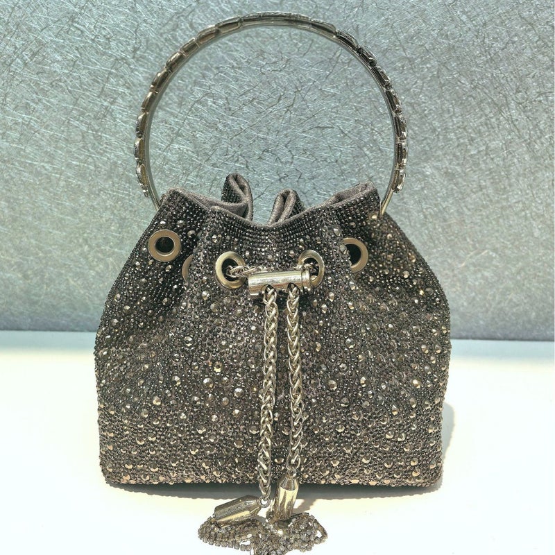 Women'S Crystal Material Ding-Made Wrist-Set Diamond Rhinestone Tassel Bucket Bag Full Diamond Bag Tas - Image 4