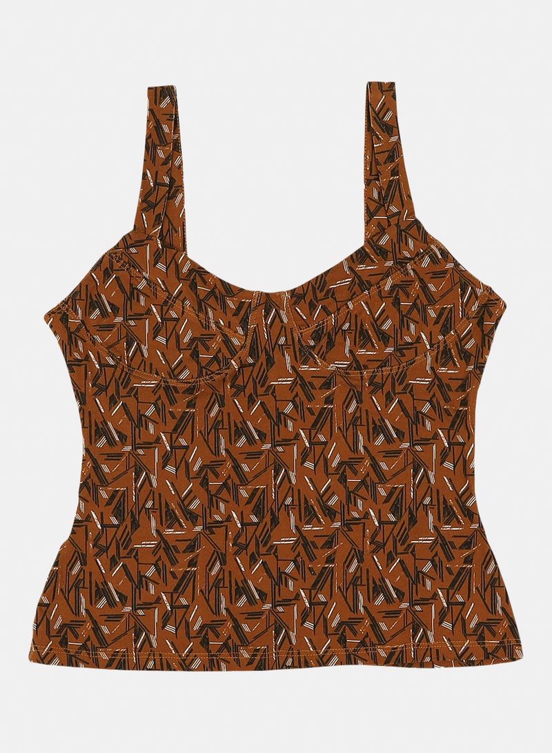 Promod Women's Rust Geometric Print Corset