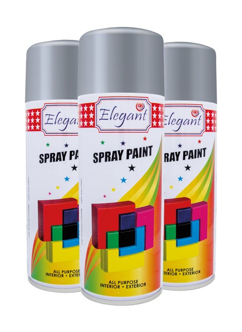 3 Piece Spray Paint Set Chrome Silver 400ml