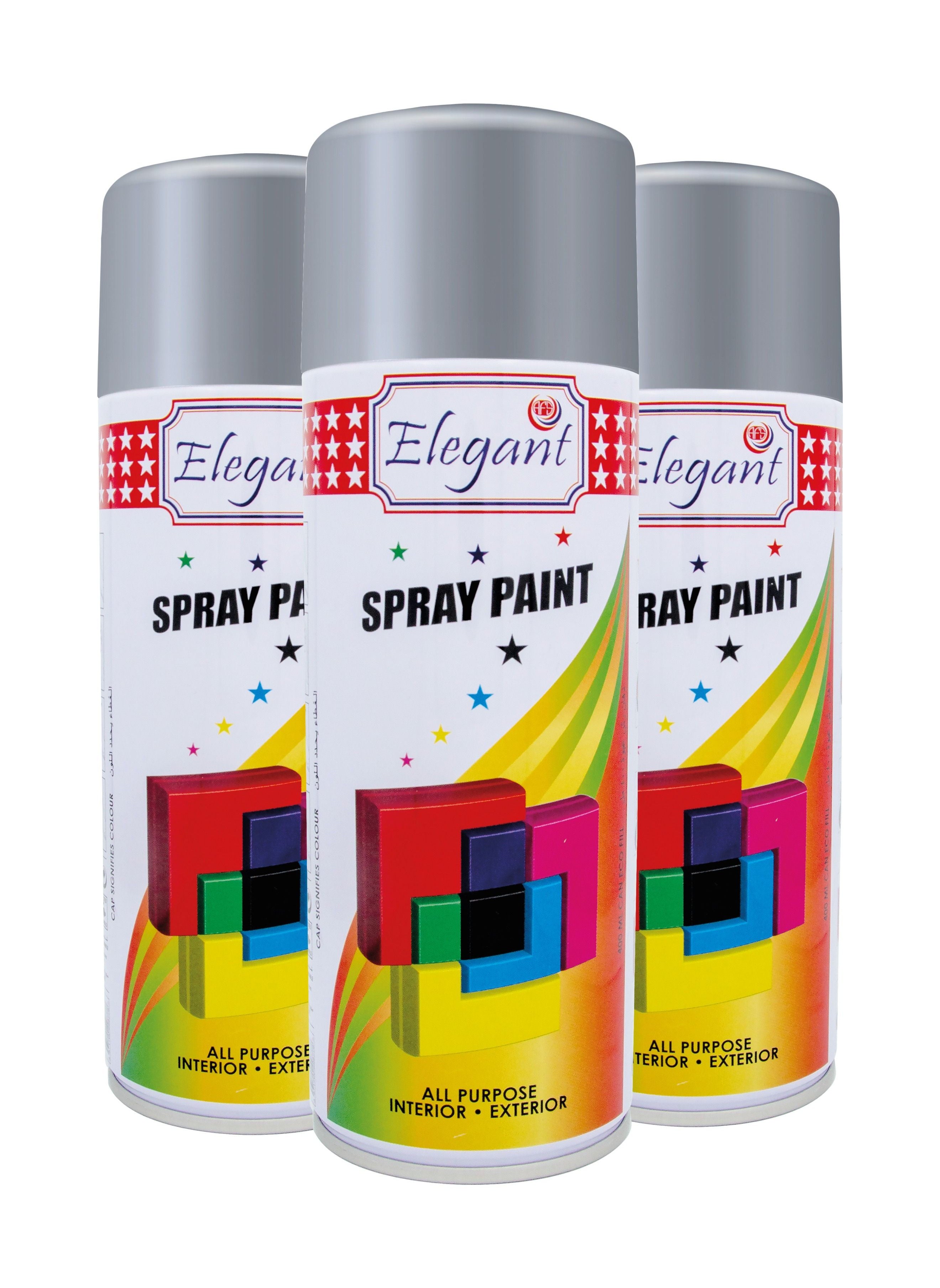 Elegant 3 Piece Spray Paint Set Chrome Silver 400ml 