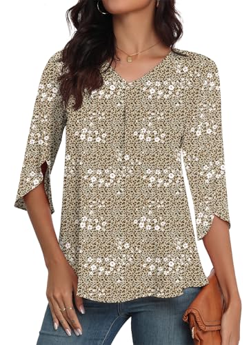 LAOLASI Womens Tops Casual Chiffon Blouses Soft Comfy Summer Fashion Tee 2025 Loose Fit Blouse Top for Leggings,Leopard Floral,L - Image 4