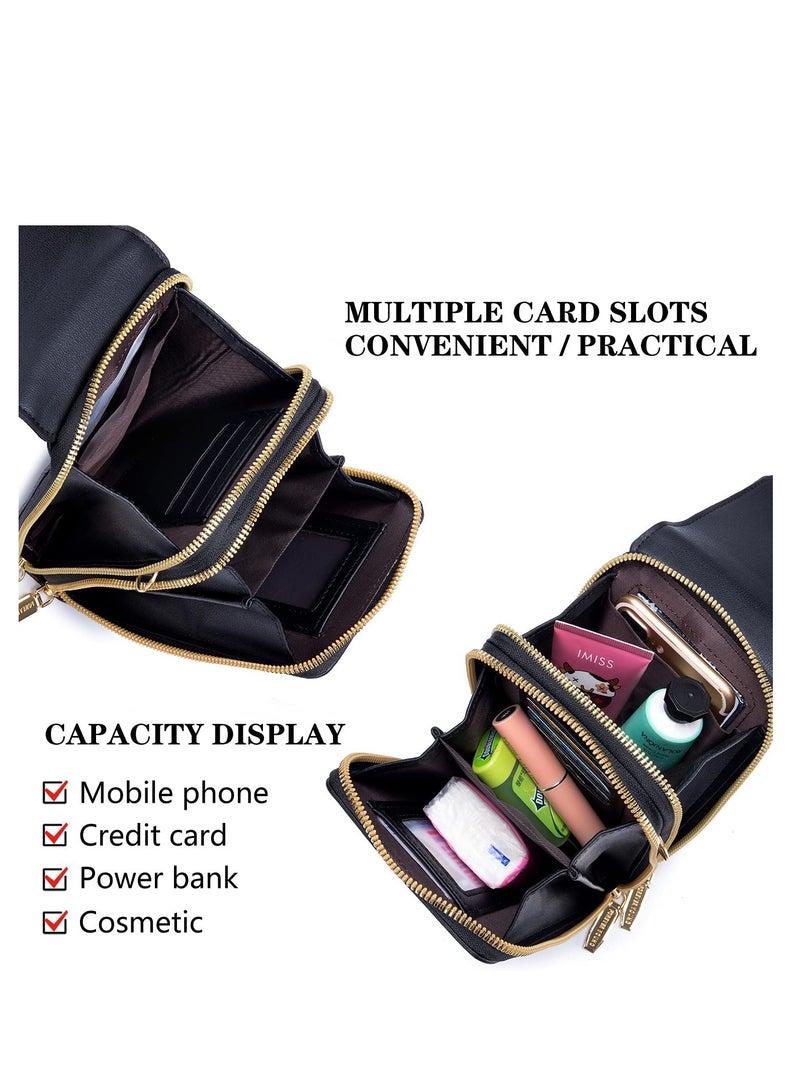 Excefore Small Crossbody Shoulder Bag for Women,Cellphone Bags Card Holder Wallet Purse and Handbags, Black - Image 2