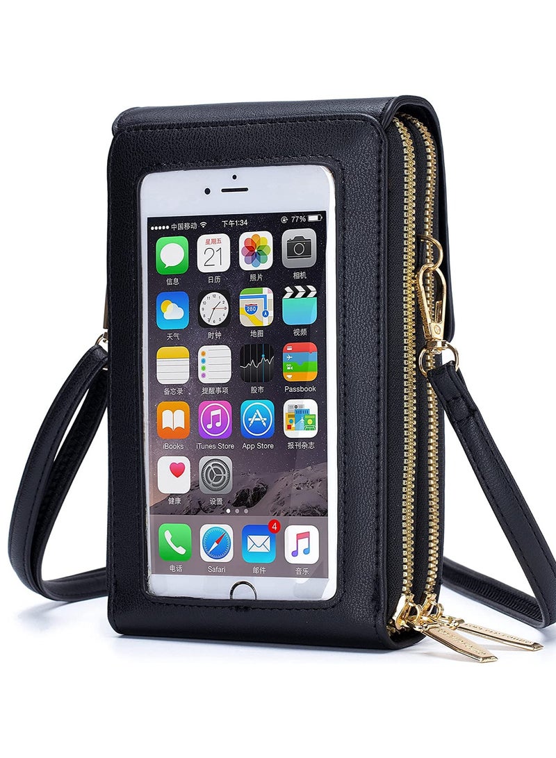 Excefore Small Crossbody Shoulder Bag for Women,Cellphone Bags Card Holder Wallet Purse and Handbags, Black - Image 1