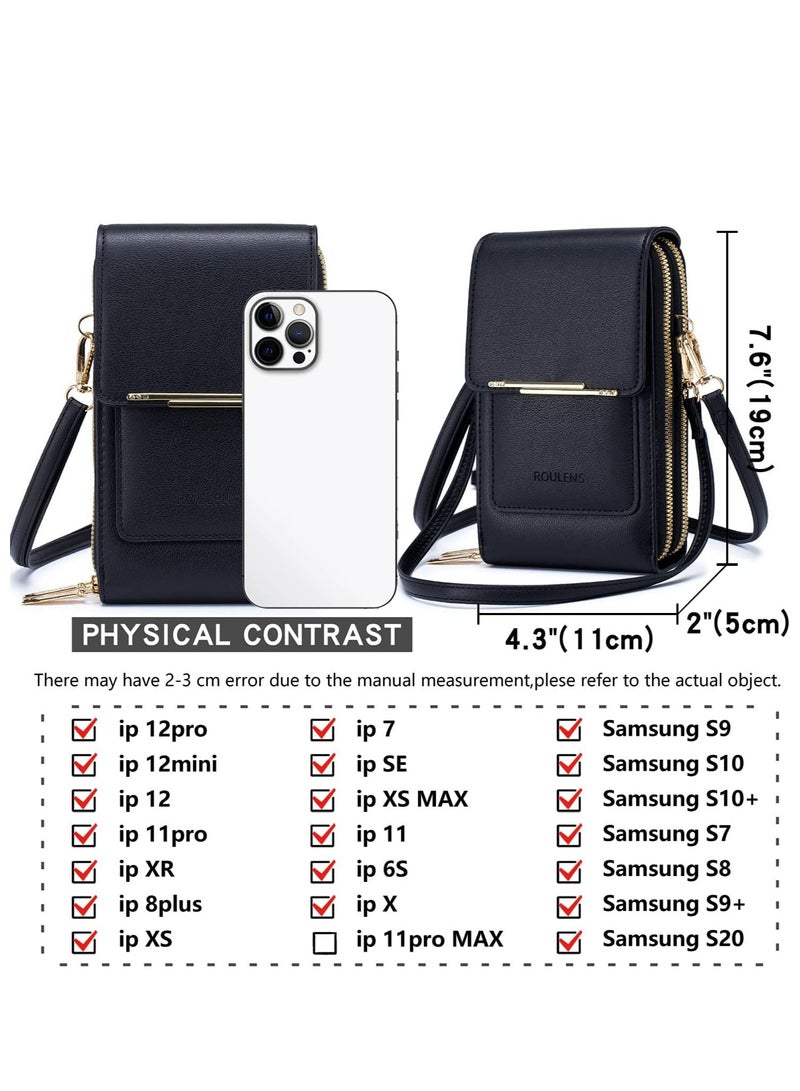 Excefore Small Crossbody Shoulder Bag for Women,Cellphone Bags Card Holder Wallet Purse and Handbags, Black - Image 5