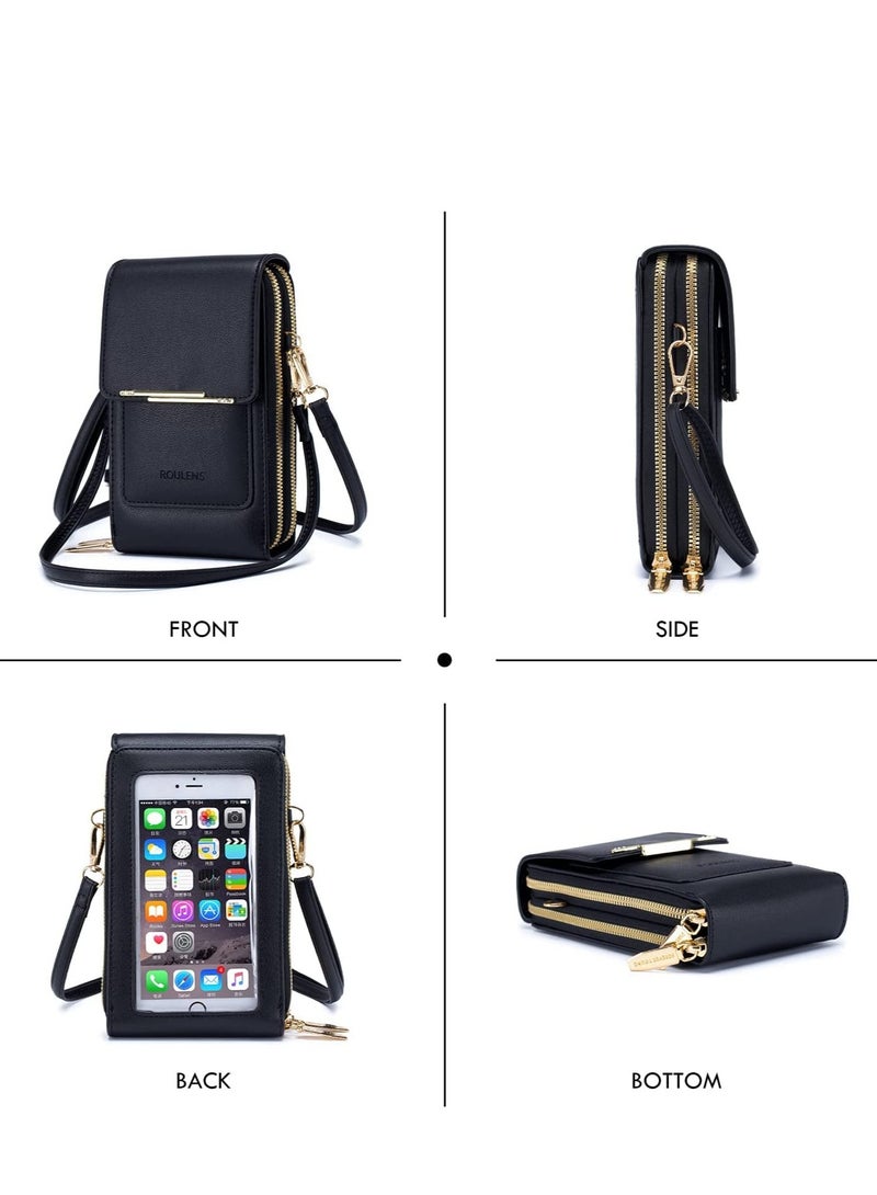 Excefore Small Crossbody Shoulder Bag for Women,Cellphone Bags Card Holder Wallet Purse and Handbags, Black - Image 3