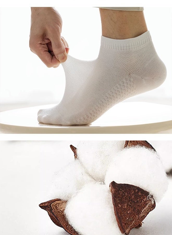 ٥ أزواج من الجوارب الرجالية القصيرة، جوارب صيفية رقيقة من القطن الخالص مضادة للروائح الكريهة، جوارب صيفية قصيرة من القطن الشبكي ماصة للعرق وجيدة التهوية - Image 4