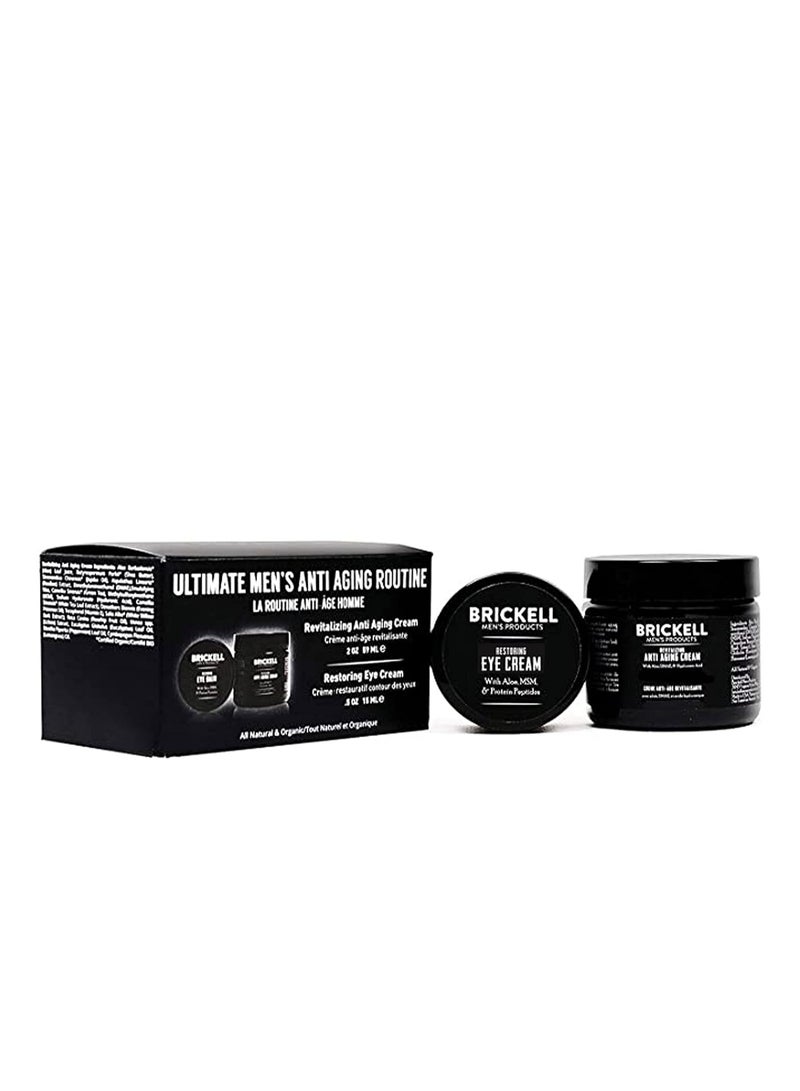 Brickell Men's Products Brickell Men's Ultimate Anti-Aging Routine, Anti-Wrinkle, Night Face Cream and Eye Cream to Reduce Puffiness, Wrinkles, Dark Circles, Under Eye Bags, Natural and Organic, Unscented - Image 1