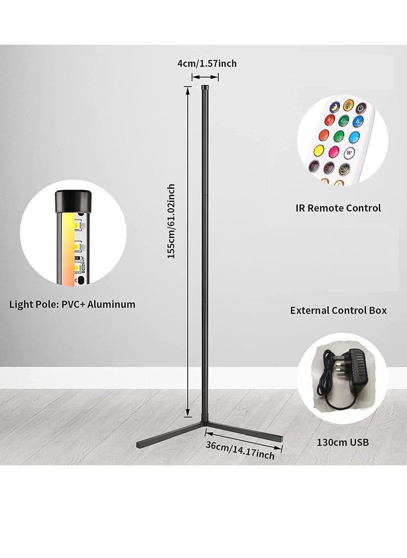 ELTRAZONE Corner Floor Lamp - Modern RGB Corner Lamp - 356 Mood Lighting Modes - Dimmable 20W LED Corner Lamp - 55" Tall Minimalist Floor Lamp - Metal Color Changing LED Corner Light - Image 2