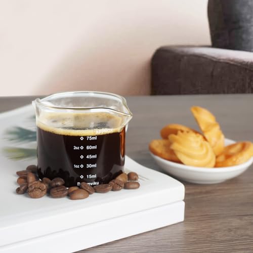 BCnmviku 1 Pack Double Spouts Measuring Triple Pitcher Milk Cup 75ML Espresso Shot Glasses Parts Clear Glass - Image 5