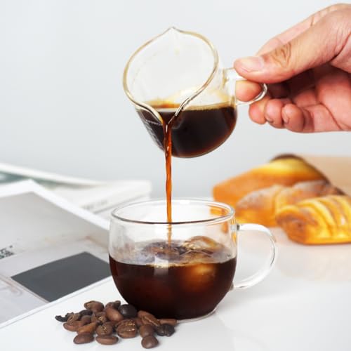 BCnmviku 1 Pack Double Spouts Measuring Triple Pitcher Milk Cup 75ML Espresso Shot Glasses Parts Clear Glass - Image 4