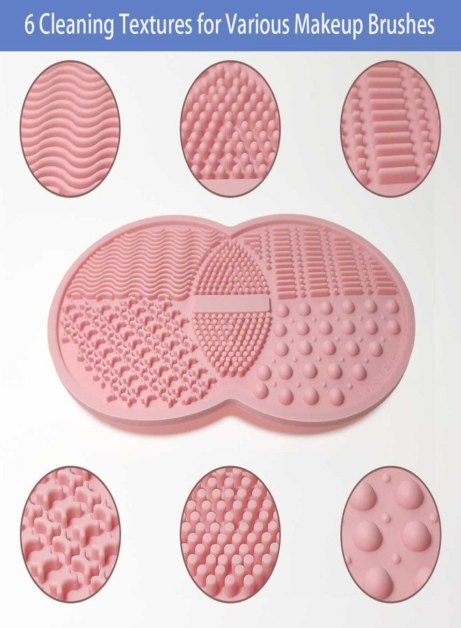 Vasterqua 2 Pcs Makeup Brush Cleaning Mat, Silicone Makeup Brush Cleaner with Back Suction Cups(Green and Pink) - Image 3