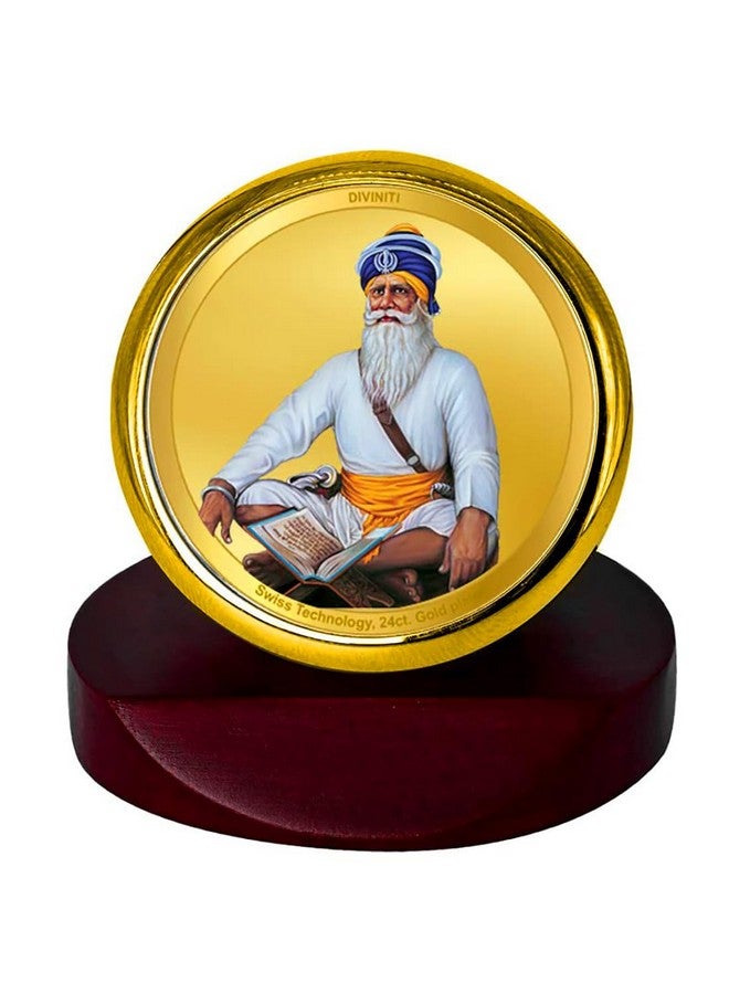 DIVINITI 24K Gold Plated Foil Baba Deep Singh Ji Photo Frame for Car Dashboard, Car Idol, Table Décor|Religious Pooja Prayer MCF 1C Gold Frame for Gift (5.5x5.0 cm) - Image 1