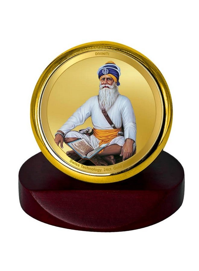 DIVINITI 24K Gold Plated Foil Baba Deep Singh Ji Photo Frame for Car Dashboard, Car Idol, Table Décor|Religious Pooja Prayer MCF 1C Gold Frame for Gift (5.5x5.0 cm) - Image 2