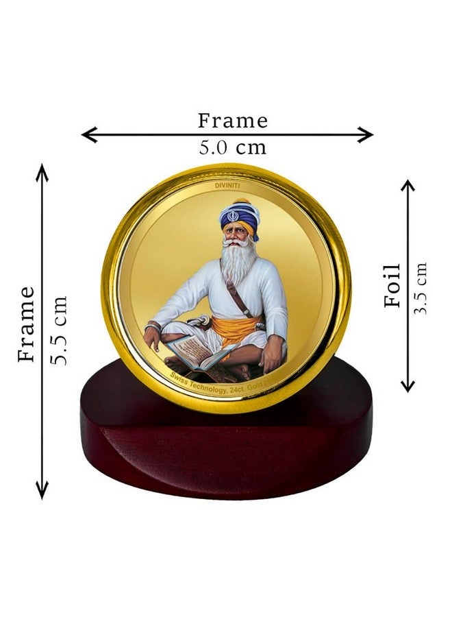 DIVINITI 24K Gold Plated Foil Baba Deep Singh Ji Photo Frame for Car Dashboard, Car Idol, Table Décor|Religious Pooja Prayer MCF 1C Gold Frame for Gift (5.5x5.0 cm) - Image 4
