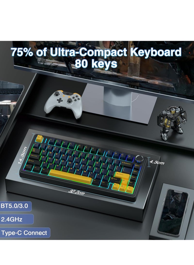 أولا F75 لوحة مفاتيح ميكانيكية لاسلكية مع إضاءة خلفية RGB للعب - Image 2