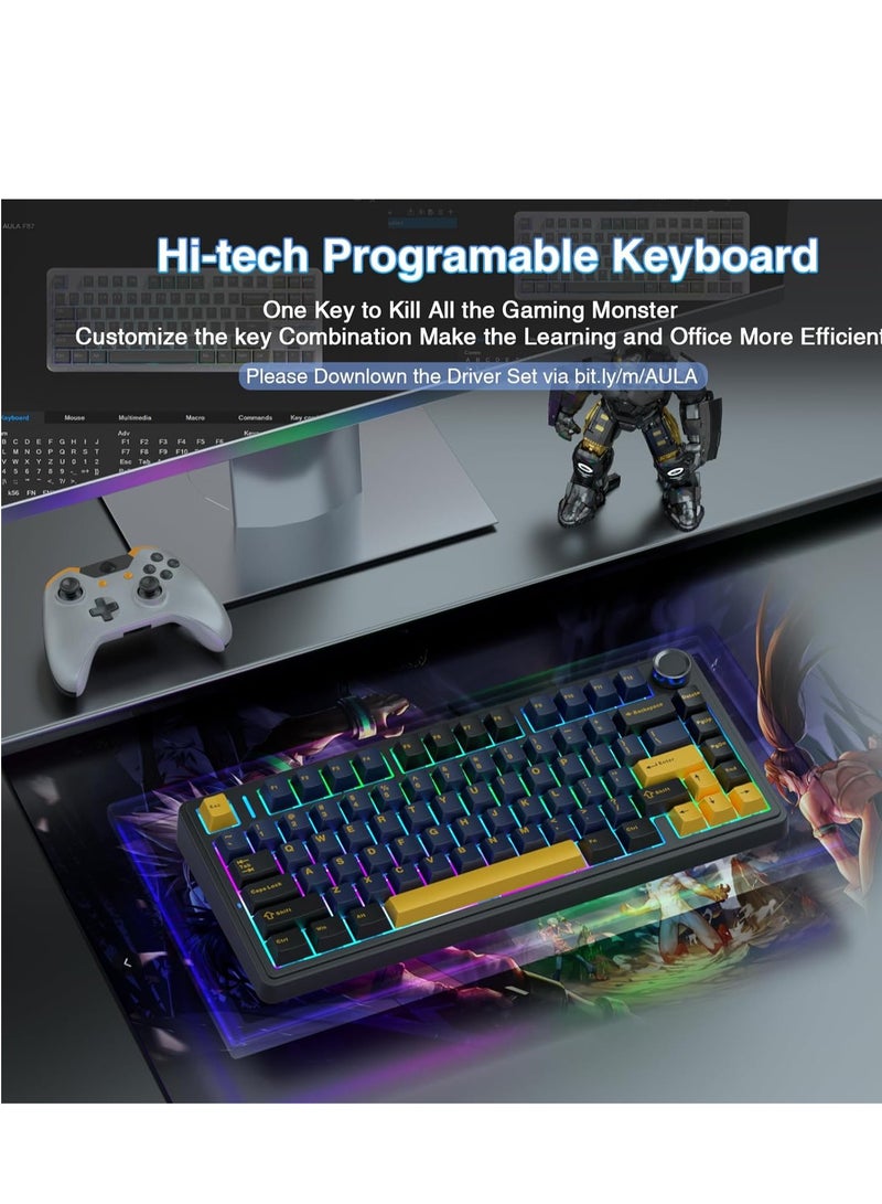 أولا F75 لوحة مفاتيح ميكانيكية لاسلكية مع إضاءة خلفية RGB للعب - Image 4