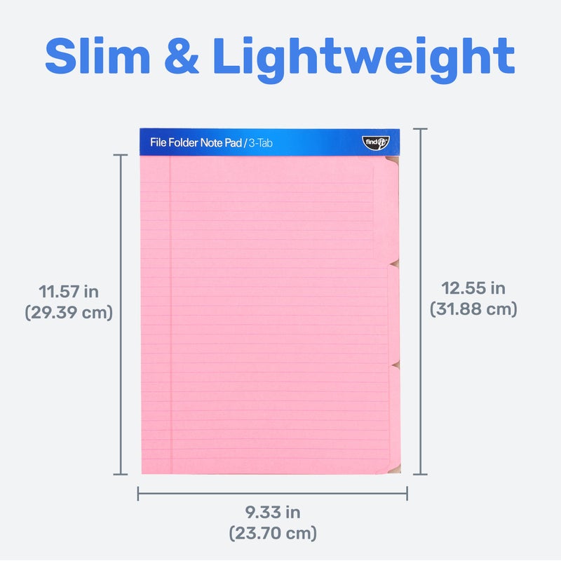 Find It File Folder Notepad - Pack of 12-9.5 x 12.5 Inch Notebook Organizer Folders for Filing, Document, and Clipboard Organization - Pink - Image 4