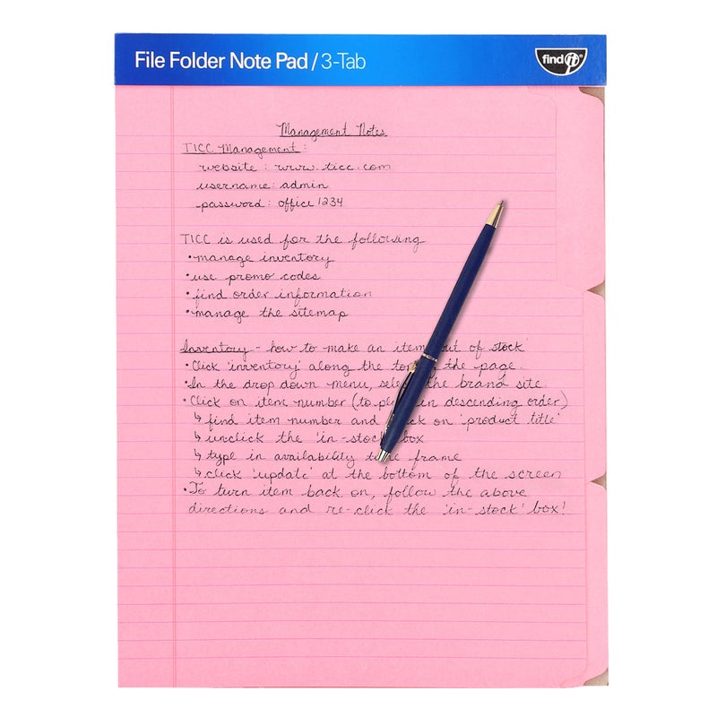Find It File Folder Notepad - Pack of 12-9.5 x 12.5 Inch Notebook Organizer Folders for Filing, Document, and Clipboard Organization - Pink - Image 1
