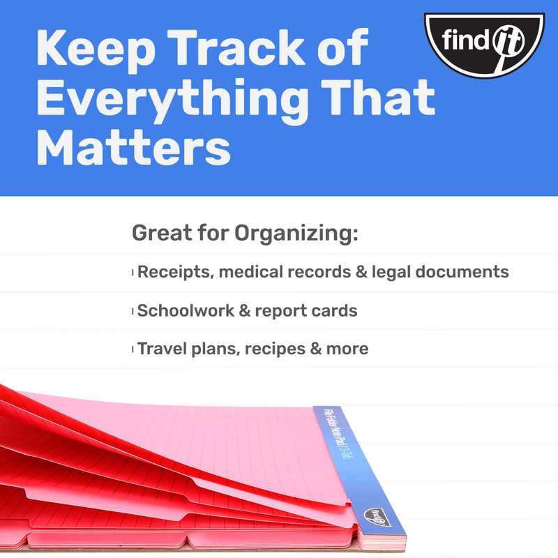 Find It File Folder Notepad - Pack of 12-9.5 x 12.5 Inch Notebook Organizer Folders for Filing, Document, and Clipboard Organization - Pink - Image 5