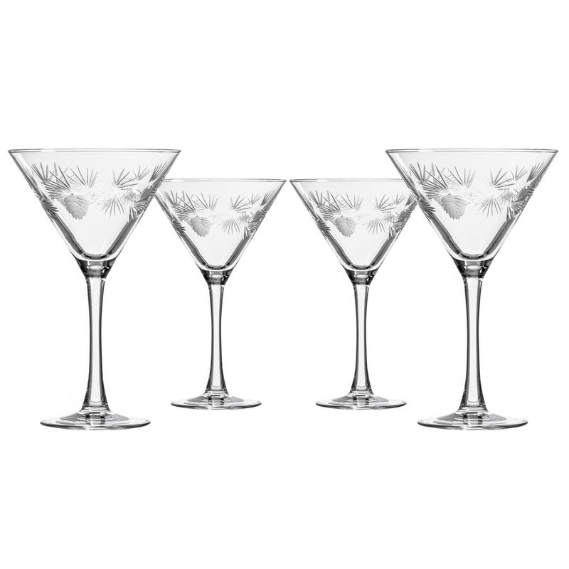 Rolf Glass Rolf Glass Icy Pine Martini Glass  Set of 4 Stemmed Martini Glasses  LeadFree Crystal Glass  DiamondWheel Engraved Cocktail Glasses  Made in the USA 