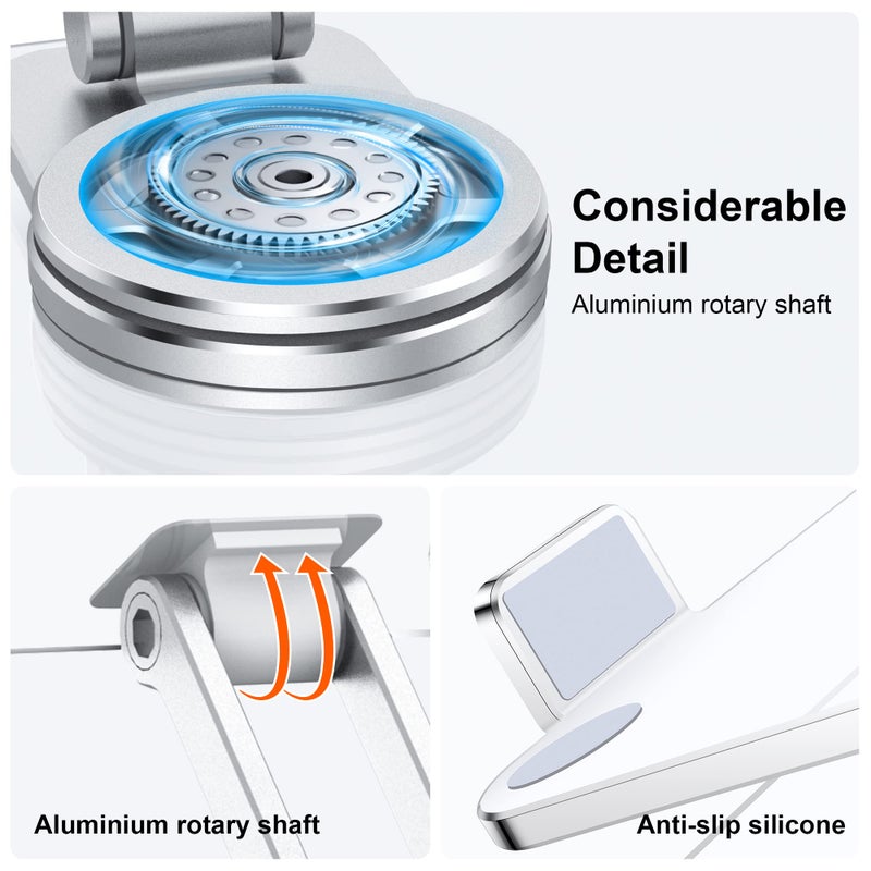 CreaDream Acrylic Tablet Stand Holder with 360 Rotating Base, Foldable Adjustable Transparent Tablet Holder for Desk Home Office, Compatible with iPad Pro Air Mini and More, Clear - Image 4