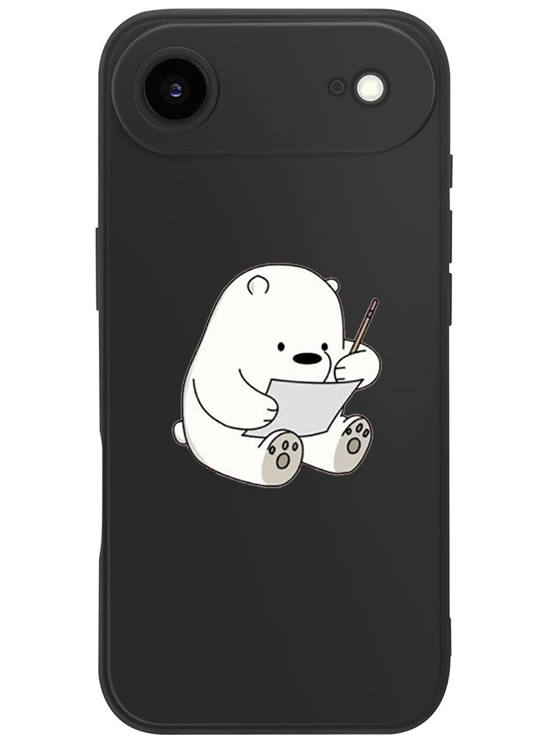 Theodor Protective Slim Fit Case Liquid Silicone Cover with Full Body Protection Anti-Scratch Shockproof Case For Apple iPhone 17 Air (Black) Panda writing - Image 1