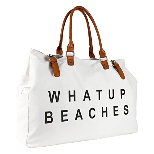 Lamyba Beach Bag with Vegan Leather Handle, Extra Large Beach Bag for Women Waterproof Sandproof - Image 2