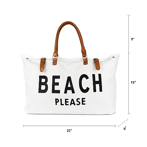 Lamyba Beach Bag with Vegan Leather Handle, Extra Large Beach Bag for Women Waterproof Sandproof - Image 3