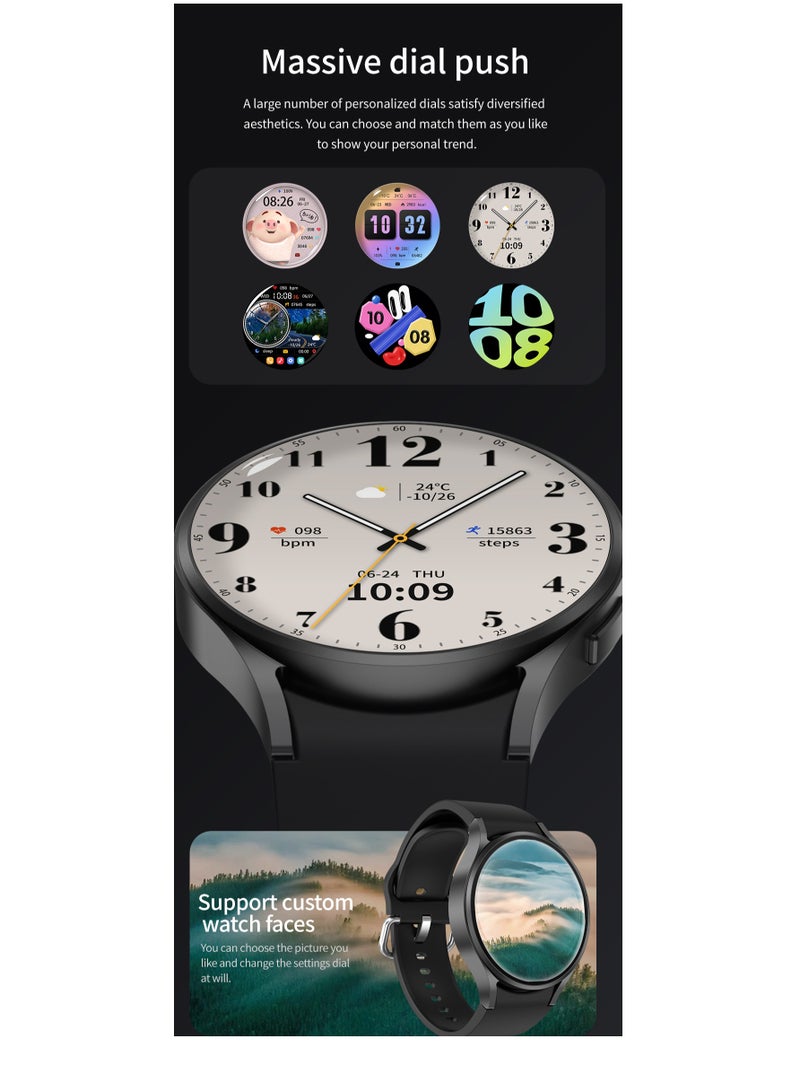 GULFLINK M10 smart watch 1.39 inch TFT Round Screen Heart Rate Fitness Tracker Blood Pressure Monitor Wireless charging smartwatch- Yellow - Image 4