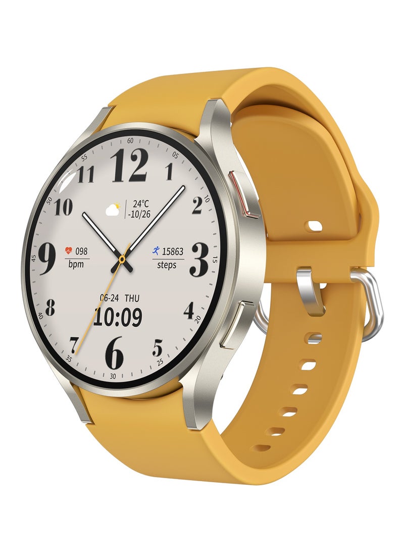 GULFLINK M10 smart watch 1.39 inch TFT Round Screen Heart Rate Fitness Tracker Blood Pressure Monitor Wireless charging smartwatch- Yellow - Image 1