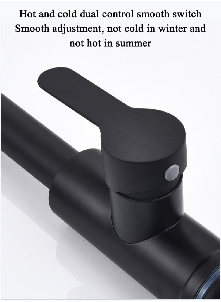 Monda - Black Kitchen Faucet with Pull Down Sprayer, Industrial Commercial Stainless Steel Single Handle Single Hole 2 Hole RV Laundry Pull Down Gooseneck Kitchen Sink Faucet, Kitchen Equipment - Image 1