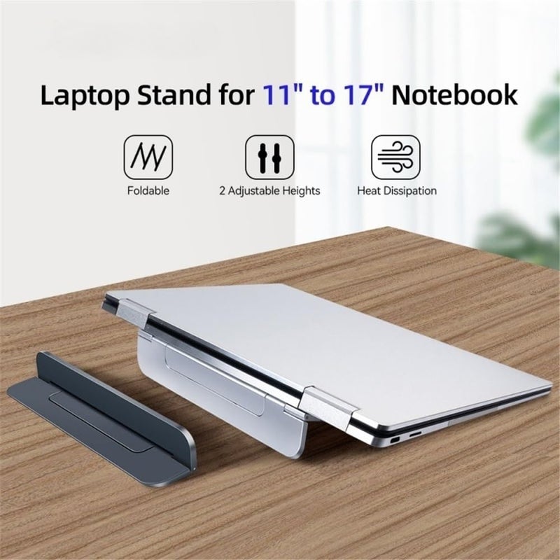 Gray Portable Foldable Laptop Stand Adjustable Bracket for 11 to 17 Inch Notebooks - Image 4