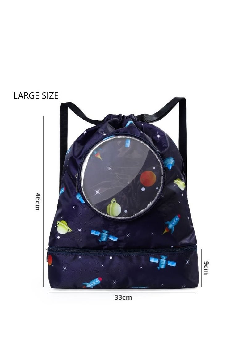 Generic Starry Sky Backpack With Shoe Bag Durable Swimming String Sack Handle For Sports Gym Yoga Beach Travel - Image 1