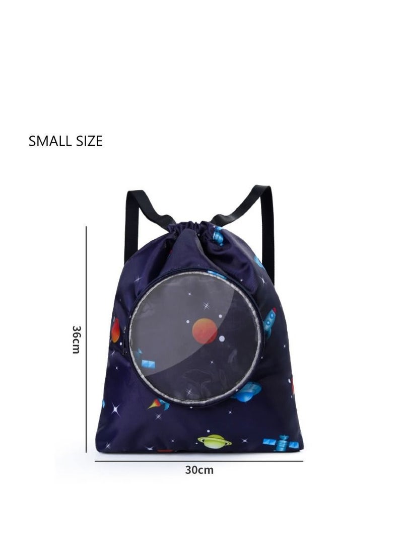 Generic Starry Sky Backpack With Shoe Bag Durable Swimming String Sack Handle For Sports Gym Yoga Beach Travel - Image 2