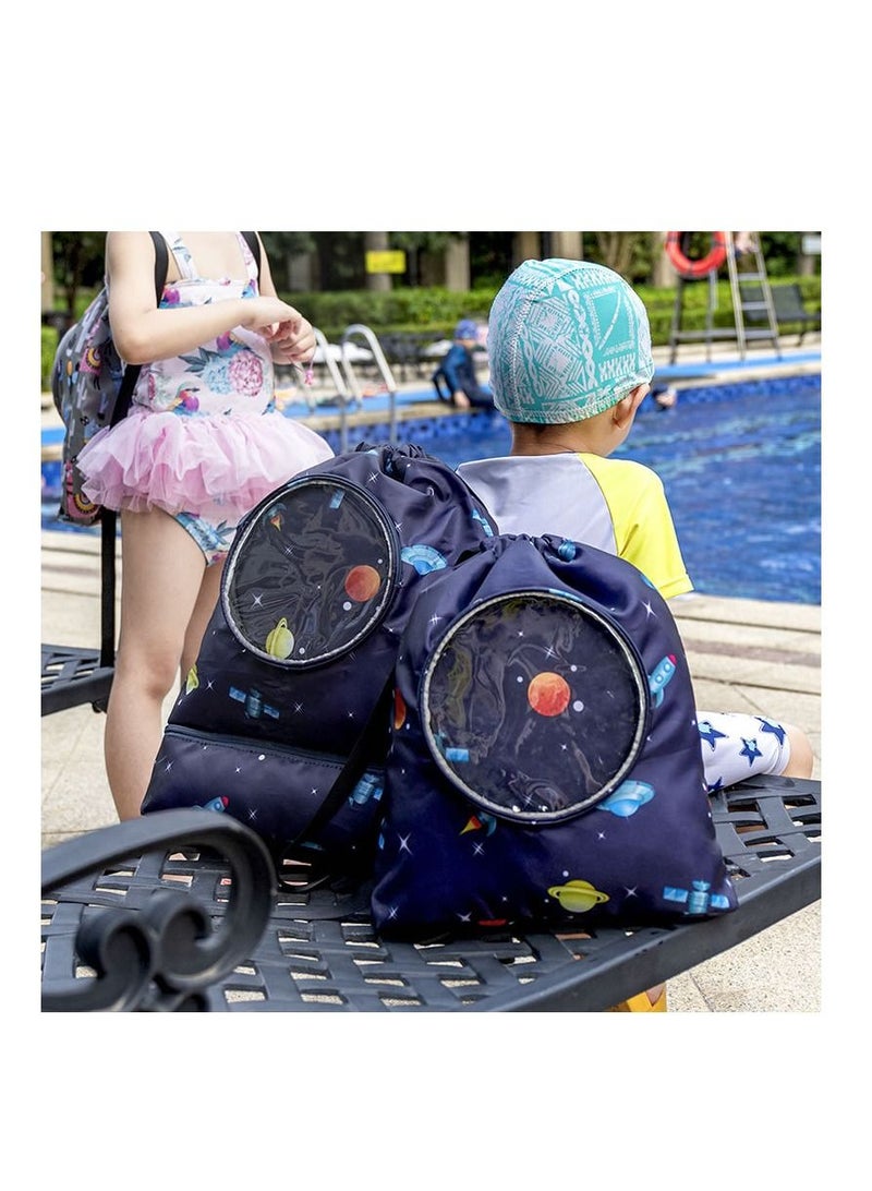 Generic Starry Sky Backpack With Shoe Bag Durable Swimming String Sack Handle For Sports Gym Yoga Beach Travel - Image 3