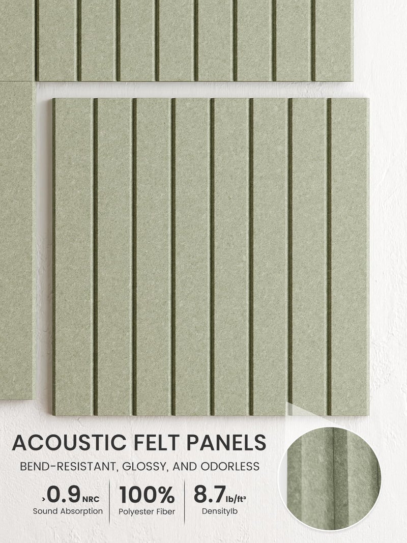 Bumusty Large Cork Board Alternative-36 x 24" Felt Bulletin Board Tiles, with 30 Pushpins, 40 Adhesive Tabs, Fine-Stripe 6-Pack, Cork Boards for Office Push Pin Board Felt Board-Sage - Image 3