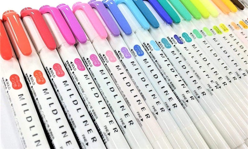 Zebra Pen Zebra Mildliner Soft Color Double-Sided Highlighter Pens 40 Full Color Assorted with Sarasa Clip Pen Black 0.5mm and Original Vinyl Pen Case - Image 2