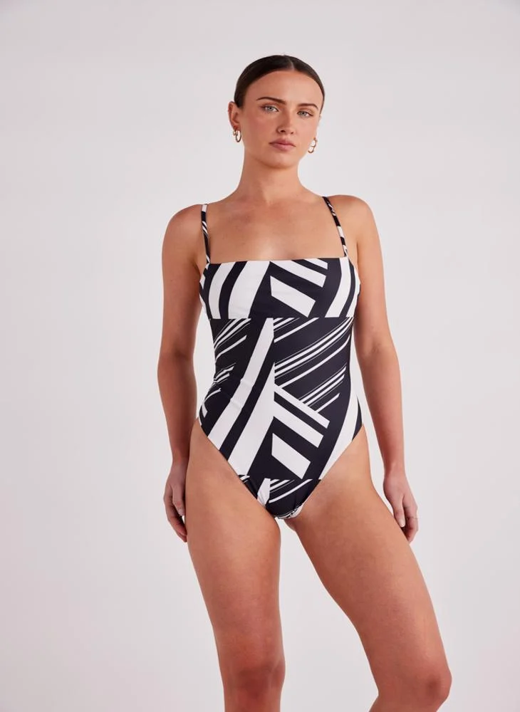 SNDYS Striped High Leg One Piece Swimwear