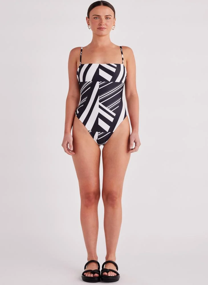 SNDYS Striped High Leg One Piece Swimwear