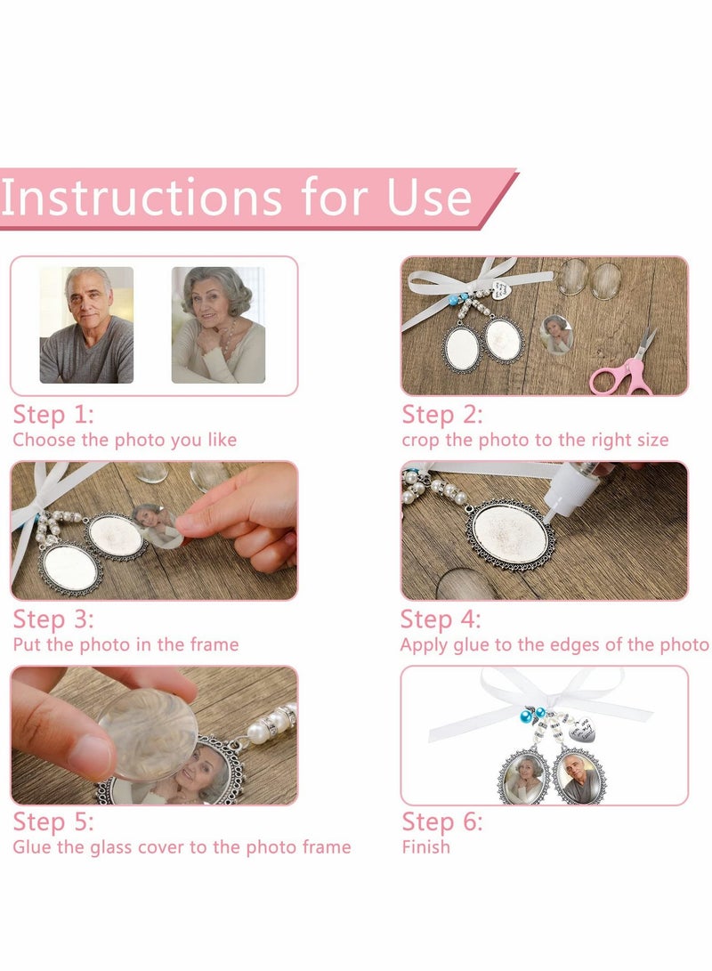 Excefore Wedding Bouquet Charm, Charms for Memory Bridal Lacy Oval Charm Bride Memorial Photo Party - Image 3