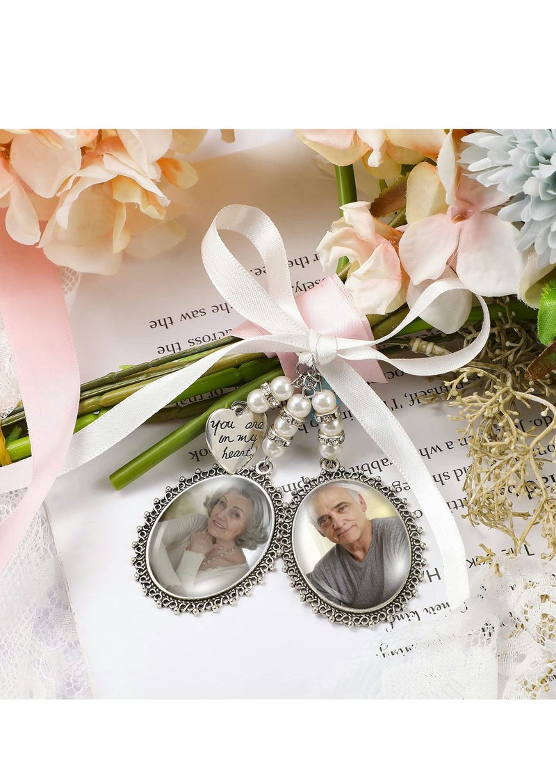 Excefore Wedding Bouquet Charm, Charms for Memory Bridal Lacy Oval Charm Bride Memorial Photo Party - Image 2