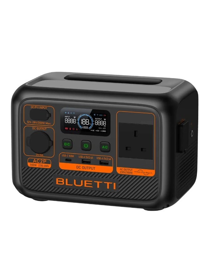 بلويتي محطة طاقة محمولة BLUETTI AC2P بقدرة 300 واط، بطارية LiFePO4 بسعة 230.4 واط/ساعة، مولد طاقة شمسي سريع الشحن، باور بانك UPS للتخييم والطوارئ والاستخدام المنزلي - Image 2