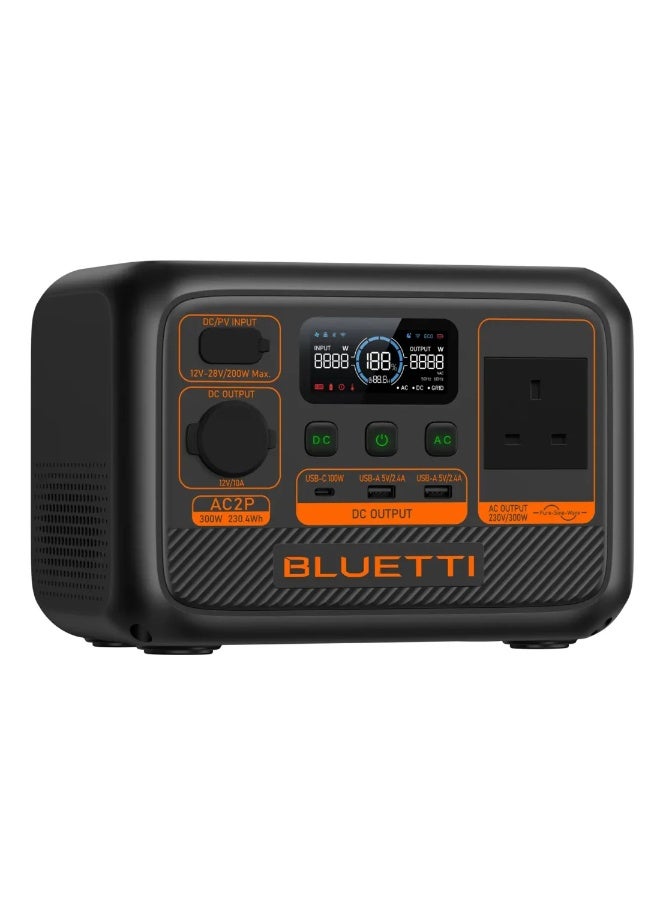 بلويتي محطة طاقة محمولة BLUETTI AC2P بقدرة 300 واط، بطارية LiFePO4 بسعة 230.4 واط/ساعة، مولد طاقة شمسي سريع الشحن، باور بانك UPS للتخييم والطوارئ والاستخدام المنزلي - Image 1
