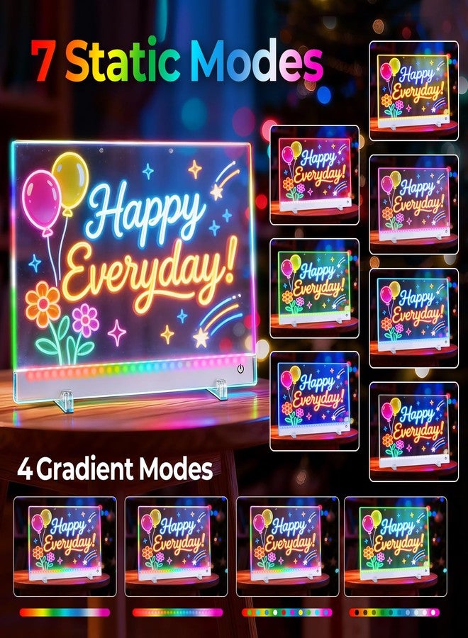 لوحة رسم LED قابلة لإعادة الشحن مع 12 قلمًا، لوحة ملاحظات LED سحرية كبيرة مقاس 19 بوصة مع 7 ألوان و4 أوضاع إضاءة - 8 قوالب رسم وحقيبة تخزين، لوحة رسائل مضيئة كهدية/للفصل الدراسي/للمكتب - Image 2