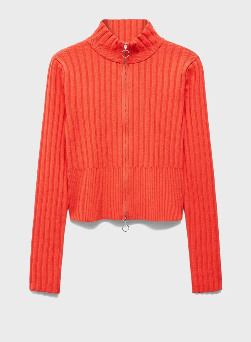 MANGO Zip Detailed Cardigan