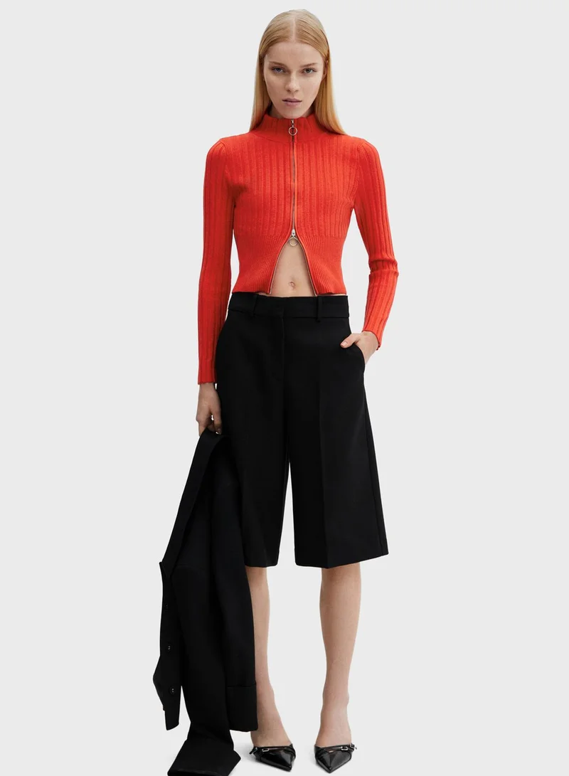MANGO Zip Detailed Cardigan