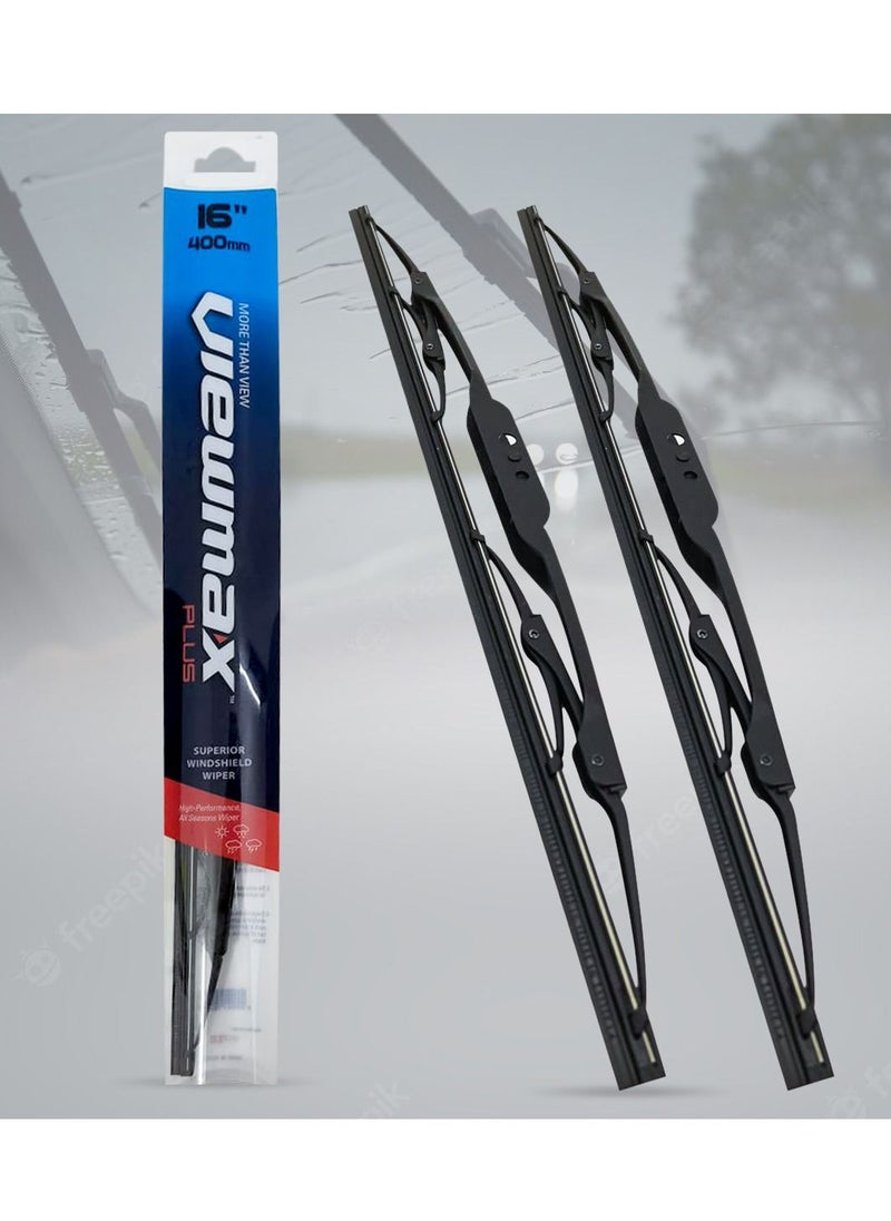 Viewmax VIEW MAX Windshield Car Wiper Blades, Powerful Performance Conventional Wiper Blades - 2 Pcs - (16" 400mm)  - Image 1