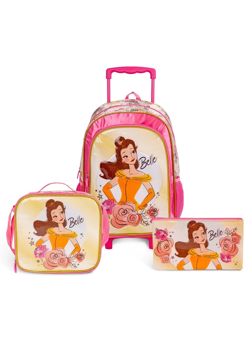 Disney - Princess  18 Inch Kids 3-in-1 Trolley School Bag Set - Ergonomic Backpack, Insulated Lunch Bag & Pencil Case,Lightweight, Durable, Students 6+ - Perfect for Travel & School,For Girls - Image 1